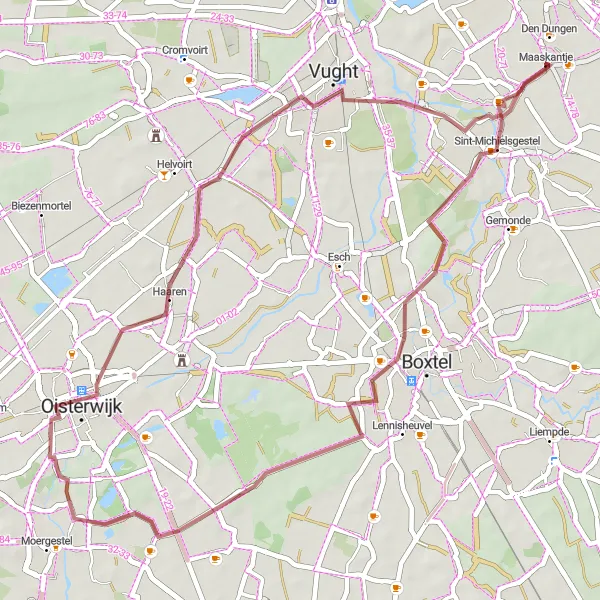 Miniatuurkaart van de fietsinspiratie "Gravelavontuur bij Halder en Haaren" in Noord-Brabant, Netherlands. Gemaakt door de Tarmacs.app fietsrouteplanner
