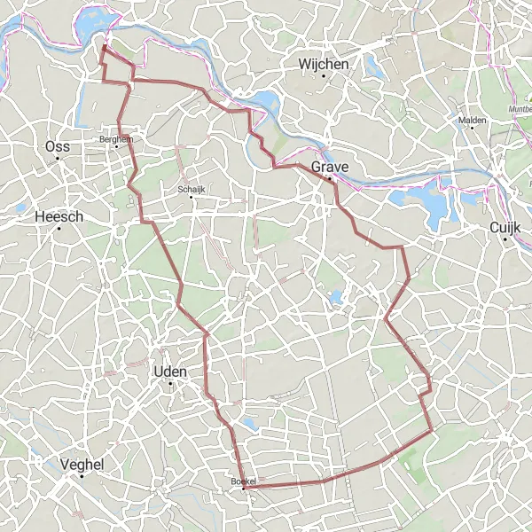 Map miniature of "Venhorst Gravel Route" cycling inspiration in Noord-Brabant, Netherlands. Generated by Tarmacs.app cycling route planner