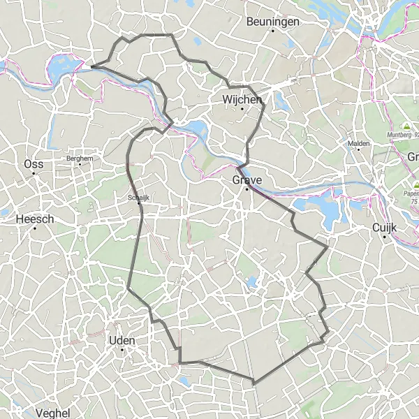 Map miniature of "Picturesque Road Cycling" cycling inspiration in Noord-Brabant, Netherlands. Generated by Tarmacs.app cycling route planner
