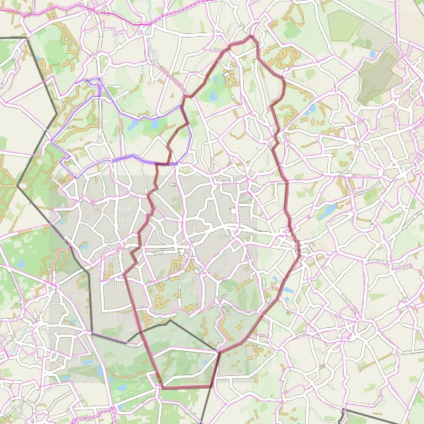 Miniatuurkaart van de fietsinspiratie "Gravelroute via Hulsel en Postel" in Noord-Brabant, Netherlands. Gemaakt door de Tarmacs.app fietsrouteplanner