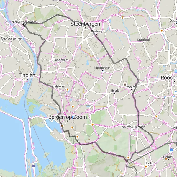 Map miniature of "Steenbergen Tour" cycling inspiration in Noord-Brabant, Netherlands. Generated by Tarmacs.app cycling route planner