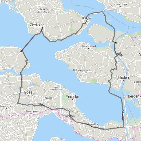 Miniatuurkaart van de fietsinspiratie "Van historie tot natuurpracht" in Noord-Brabant, Netherlands. Gemaakt door de Tarmacs.app fietsrouteplanner