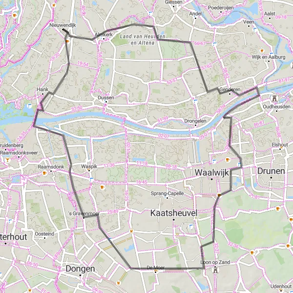 Map miniature of "Hoeksche Waard Loop" cycling inspiration in Noord-Brabant, Netherlands. Generated by Tarmacs.app cycling route planner