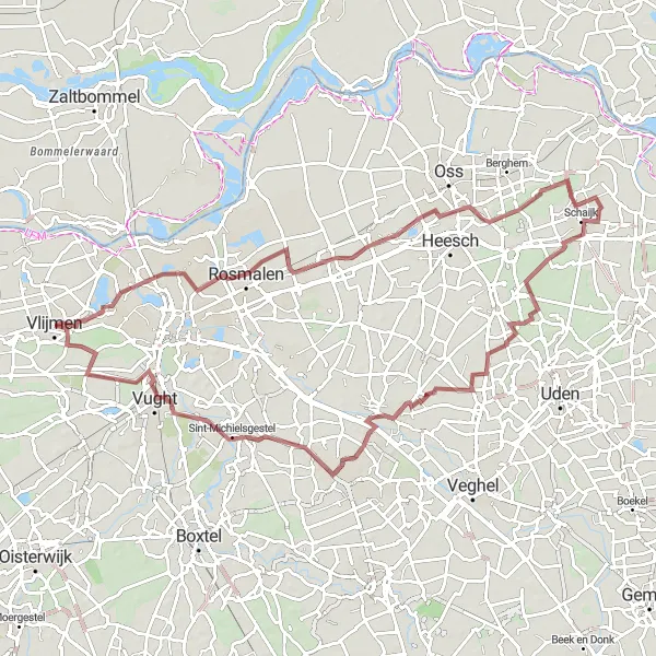 Map miniature of "Nature Explorer" cycling inspiration in Noord-Brabant, Netherlands. Generated by Tarmacs.app cycling route planner