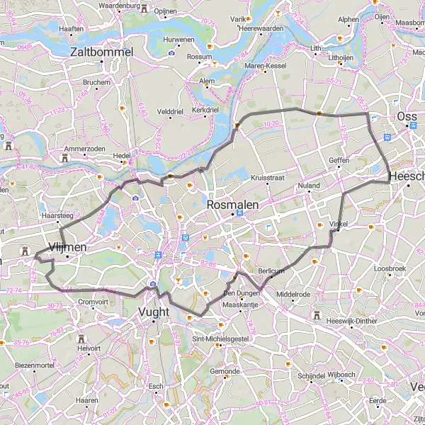 Map miniature of "Classic Road Adventure" cycling inspiration in Noord-Brabant, Netherlands. Generated by Tarmacs.app cycling route planner