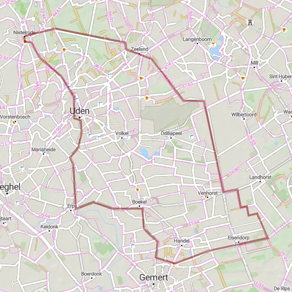 Miniatuurkaart van de fietsinspiratie "Gravelavontuur naar Morsche Hoef" in Noord-Brabant, Netherlands. Gemaakt door de Tarmacs.app fietsrouteplanner