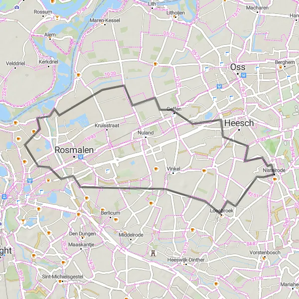 Map miniature of "The Empel Loop" cycling inspiration in Noord-Brabant, Netherlands. Generated by Tarmacs.app cycling route planner