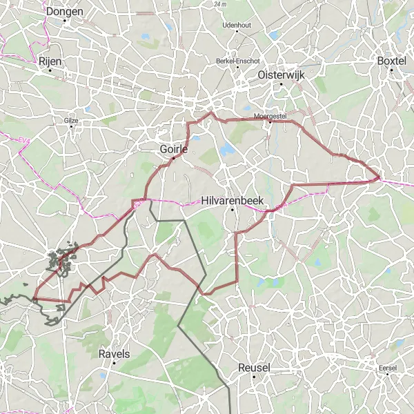 Map miniature of "Gravel Adventure: Baarle and Beyond" cycling inspiration in Noord-Brabant, Netherlands. Generated by Tarmacs.app cycling route planner