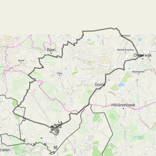 Map miniature of "Countryside Road Tour" cycling inspiration in Noord-Brabant, Netherlands. Generated by Tarmacs.app cycling route planner