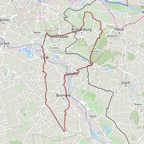 Miniatuurkaart van de fietsinspiratie "Gravelroute door Noord-Brabantse natuur" in Noord-Brabant, Netherlands. Gemaakt door de Tarmacs.app fietsrouteplanner