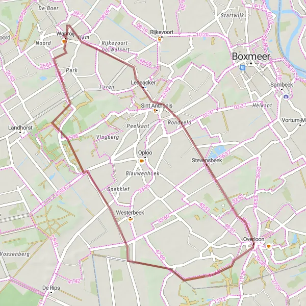 Miniatuurkaart van de fietsinspiratie "Gravelroute naar Ledeacker" in Noord-Brabant, Netherlands. Gemaakt door de Tarmacs.app fietsrouteplanner