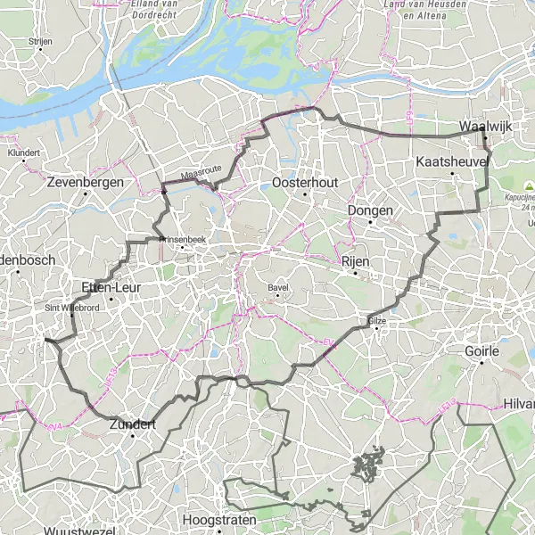 Miniatuurkaart van de fietsinspiratie "Rucphen naar Zundert Road Cycling Route" in Noord-Brabant, Netherlands. Gemaakt door de Tarmacs.app fietsrouteplanner