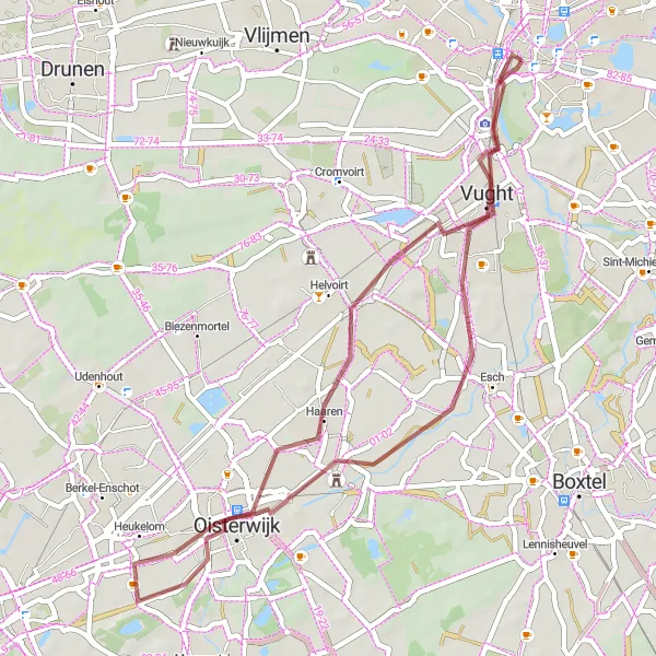 Map miniature of "Gravel Adventure in 's-Hertogenbosch" cycling inspiration in Noord-Brabant, Netherlands. Generated by Tarmacs.app cycling route planner