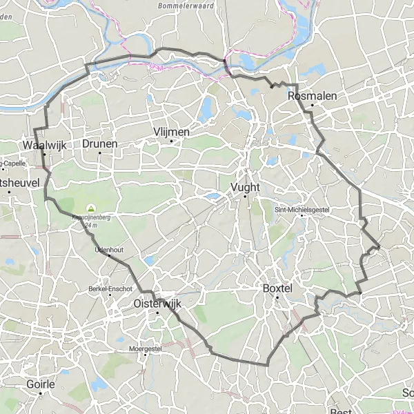Miniatuurkaart van de fietsinspiratie "Wegroute naar Hedel" in Noord-Brabant, Netherlands. Gemaakt door de Tarmacs.app fietsrouteplanner