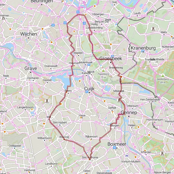 Map miniature of "Ultimate Gravel Challenge" cycling inspiration in Noord-Brabant, Netherlands. Generated by Tarmacs.app cycling route planner