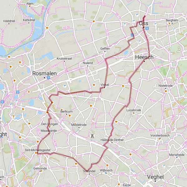 Miniatuurkaart van de fietsinspiratie "Gravelroute Sint-Michielsgestel - Berkt" in Noord-Brabant, Netherlands. Gemaakt door de Tarmacs.app fietsrouteplanner
