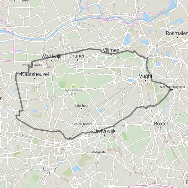 Miniatuurkaart van de fietsinspiratie "Wegroute Esch - Halder" in Noord-Brabant, Netherlands. Gemaakt door de Tarmacs.app fietsrouteplanner