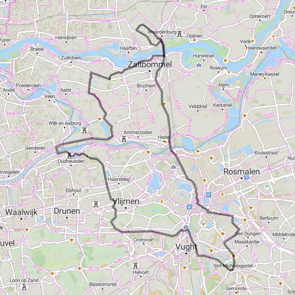 Map miniature of "A Road Cycling Adventure in Noord-Brabant" cycling inspiration in Noord-Brabant, Netherlands. Generated by Tarmacs.app cycling route planner