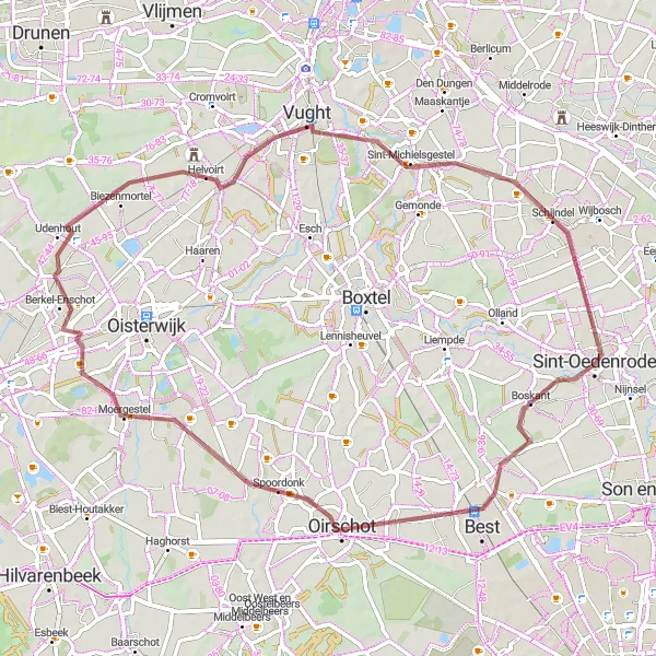Map miniature of "Best-est Gravel Adventure" cycling inspiration in Noord-Brabant, Netherlands. Generated by Tarmacs.app cycling route planner