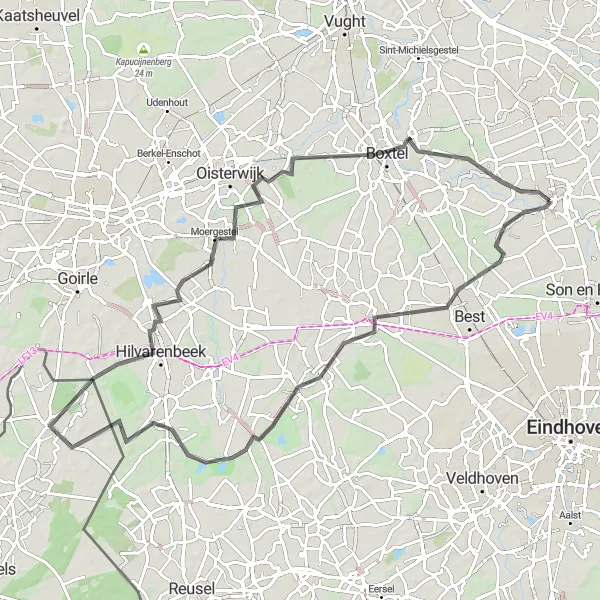Miniatuurkaart van de fietsinspiratie "Wegroute naar Moergestel" in Noord-Brabant, Netherlands. Gemaakt door de Tarmacs.app fietsrouteplanner
