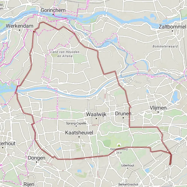 Map miniature of "Gravel Adventure: Exploring Hidden Gems" cycling inspiration in Noord-Brabant, Netherlands. Generated by Tarmacs.app cycling route planner