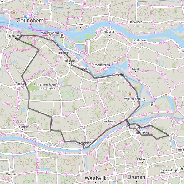 Map miniature of "Cycle through the Villages of Aalburg" cycling inspiration in Noord-Brabant, Netherlands. Generated by Tarmacs.app cycling route planner