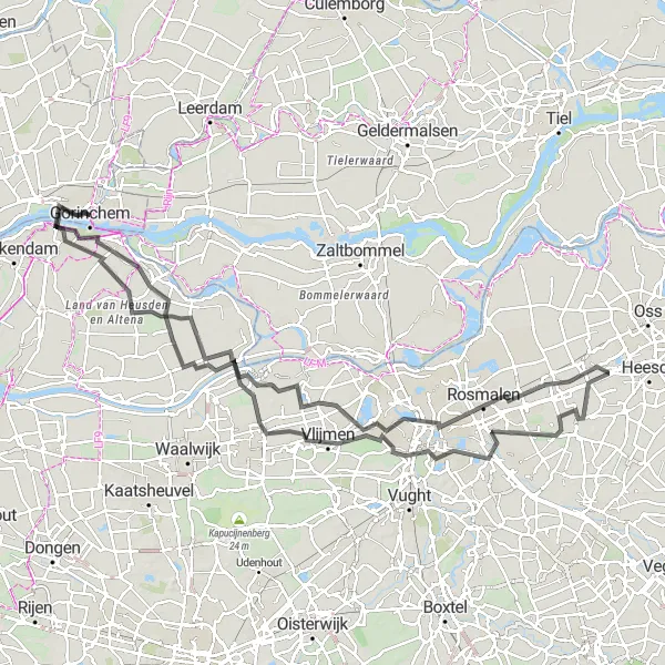 Miniatuurkaart van de fietsinspiratie "Historische route door Brabant" in Noord-Brabant, Netherlands. Gemaakt door de Tarmacs.app fietsrouteplanner