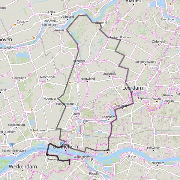 Miniatuurkaart van de fietsinspiratie "Historisch rondje Hoogblokland en omgeving" in Noord-Brabant, Netherlands. Gemaakt door de Tarmacs.app fietsrouteplanner