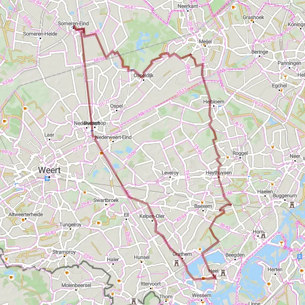 Map miniature of "Gravel Adventure Loop" cycling inspiration in Noord-Brabant, Netherlands. Generated by Tarmacs.app cycling route planner