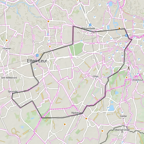 Map miniature of "Breda and Etten-Leur Adventure" cycling inspiration in Noord-Brabant, Netherlands. Generated by Tarmacs.app cycling route planner