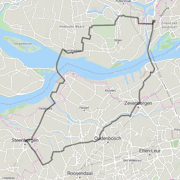 Miniatuurkaart van de fietsinspiratie "Roadtrip langs Dintelsas, Zevenbergen en Welberg" in Noord-Brabant, Netherlands. Gemaakt door de Tarmacs.app fietsrouteplanner