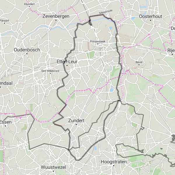 Map miniature of "Breda Heritage Ride" cycling inspiration in Noord-Brabant, Netherlands. Generated by Tarmacs.app cycling route planner