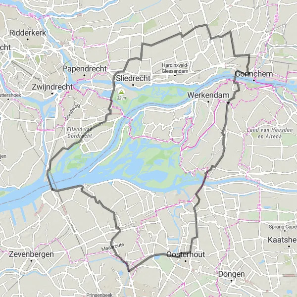Map miniature of "Terheijden to Willemsdorp and Nederslingeland" cycling inspiration in Noord-Brabant, Netherlands. Generated by Tarmacs.app cycling route planner