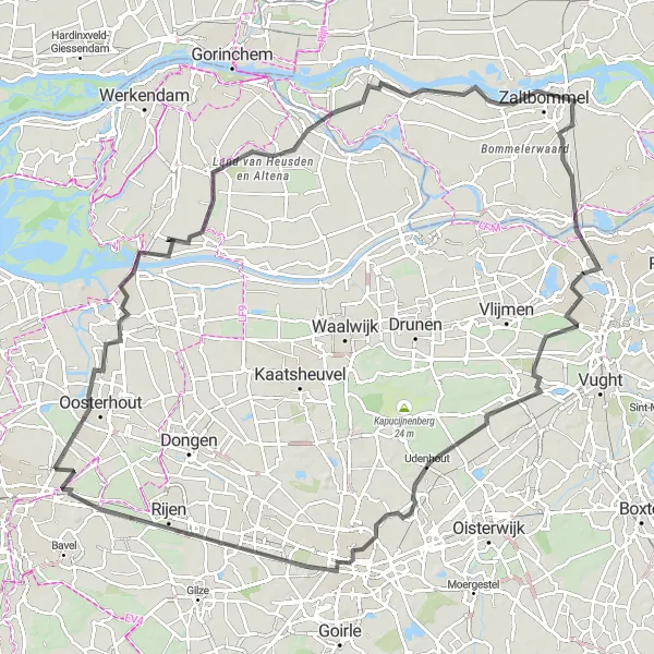 Miniatuurkaart van de fietsinspiratie "Uitdagende fietstocht van Teteringen naar Udenhout" in Noord-Brabant, Netherlands. Gemaakt door de Tarmacs.app fietsrouteplanner