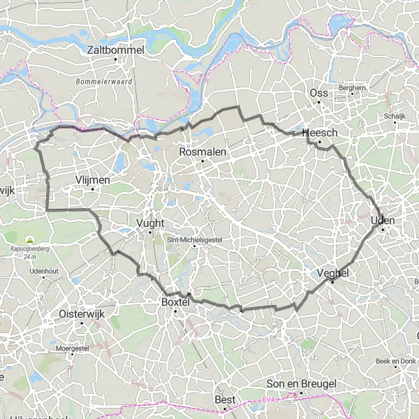 Miniatuurkaart van de fietsinspiratie "Mariaheide en Nistelrode Wegenroute" in Noord-Brabant, Netherlands. Gemaakt door de Tarmacs.app fietsrouteplanner