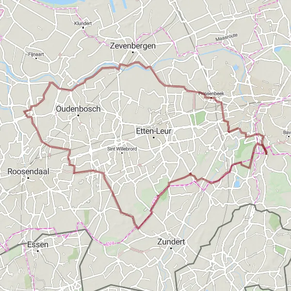Miniatuurkaart van de fietsinspiratie "Rustgevende Routes en Natuurpracht" in Noord-Brabant, Netherlands. Gemaakt door de Tarmacs.app fietsrouteplanner