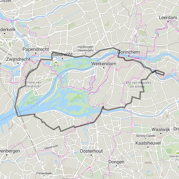 Map miniature of "Captivating Scenery and Hidden Treasures" cycling inspiration in Noord-Brabant, Netherlands. Generated by Tarmacs.app cycling route planner