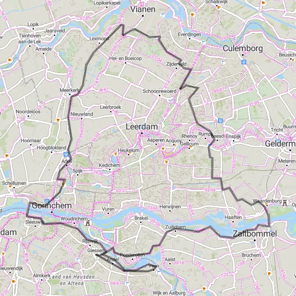 Map miniature of "The Rivers and Castles Loop" cycling inspiration in Noord-Brabant, Netherlands. Generated by Tarmacs.app cycling route planner