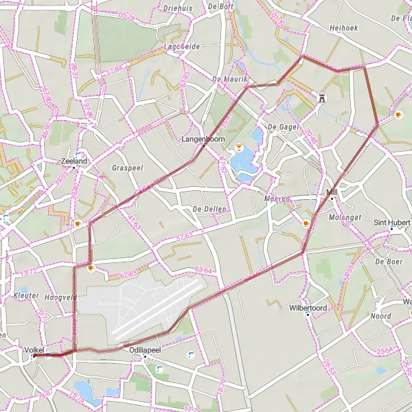 Map miniature of "Adventures in Odiliapeel" cycling inspiration in Noord-Brabant, Netherlands. Generated by Tarmacs.app cycling route planner