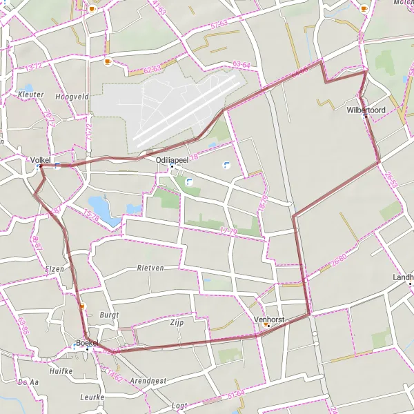 Map miniature of "The Heikant Express" cycling inspiration in Noord-Brabant, Netherlands. Generated by Tarmacs.app cycling route planner