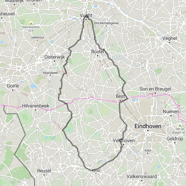 Map miniature of "Vught and Liempde Loop" cycling inspiration in Noord-Brabant, Netherlands. Generated by Tarmacs.app cycling route planner