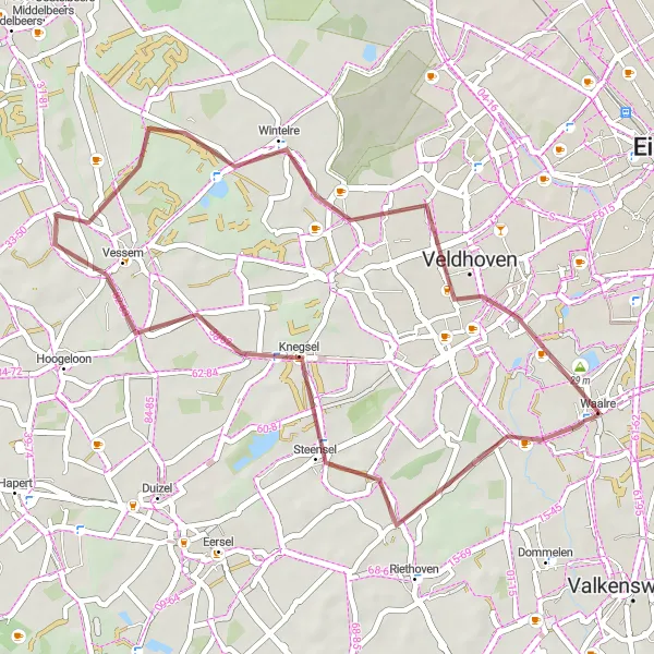 Miniatuurkaart van de fietsinspiratie "Brabantse Kempen Gravelroute" in Noord-Brabant, Netherlands. Gemaakt door de Tarmacs.app fietsrouteplanner