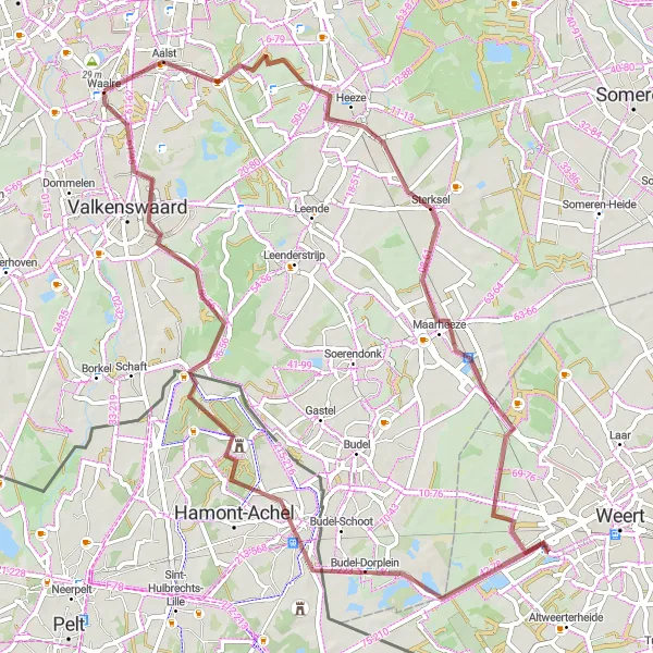 Miniatuurkaart van de fietsinspiratie "Historische en Natuurrijke Gravelroute" in Noord-Brabant, Netherlands. Gemaakt door de Tarmacs.app fietsrouteplanner