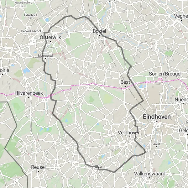 Map miniature of "Discovering the Aalsterhout Forest" cycling inspiration in Noord-Brabant, Netherlands. Generated by Tarmacs.app cycling route planner