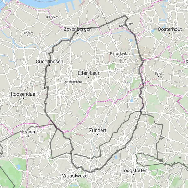 Map miniature of "Hidden Gems and Scenic Routes" cycling inspiration in Noord-Brabant, Netherlands. Generated by Tarmacs.app cycling route planner
