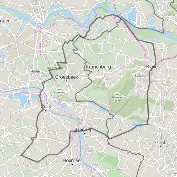Miniatuurkaart van de fietsinspiratie "Molenhoek naar Ottersum roadtrip" in Noord-Brabant, Netherlands. Gemaakt door de Tarmacs.app fietsrouteplanner