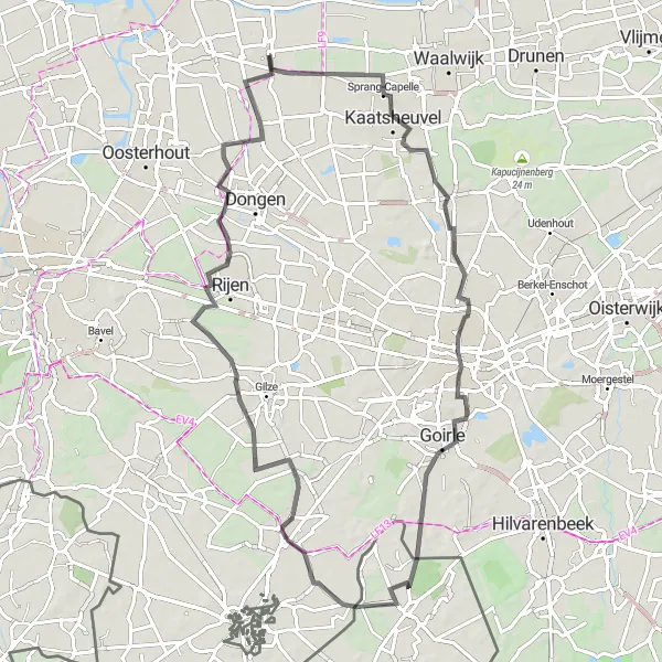 Miniatuurkaart van de fietsinspiratie "Ontdek de Schoonheid van Noord-Brabant" in Noord-Brabant, Netherlands. Gemaakt door de Tarmacs.app fietsrouteplanner