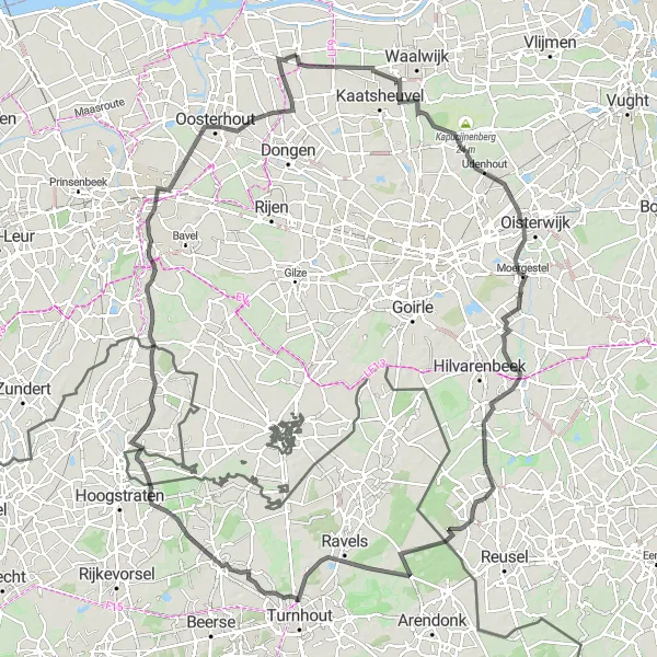 Miniatuurkaart van de fietsinspiratie "Ontdek Noord-Brabant op Twee Wielen" in Noord-Brabant, Netherlands. Gemaakt door de Tarmacs.app fietsrouteplanner