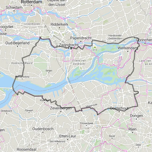 Miniatuurkaart van de fietsinspiratie "Historische Route door Noord-Brabant" in Noord-Brabant, Netherlands. Gemaakt door de Tarmacs.app fietsrouteplanner