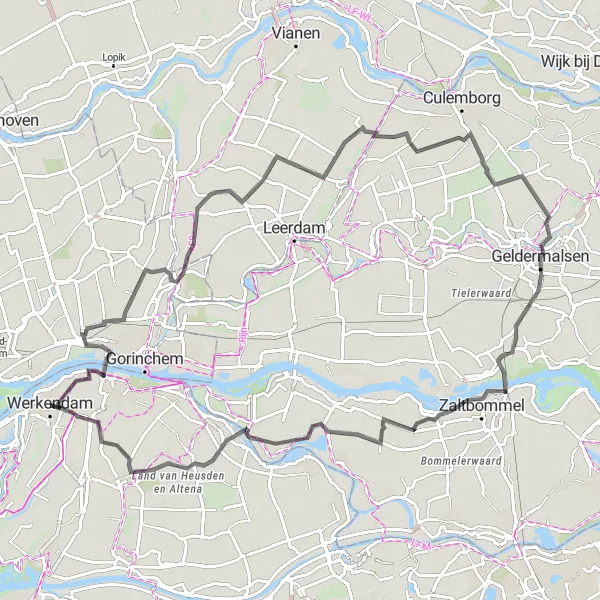 Miniatuurkaart van de fietsinspiratie "Natuur en geschiedenis in Gelderland" in Noord-Brabant, Netherlands. Gemaakt door de Tarmacs.app fietsrouteplanner